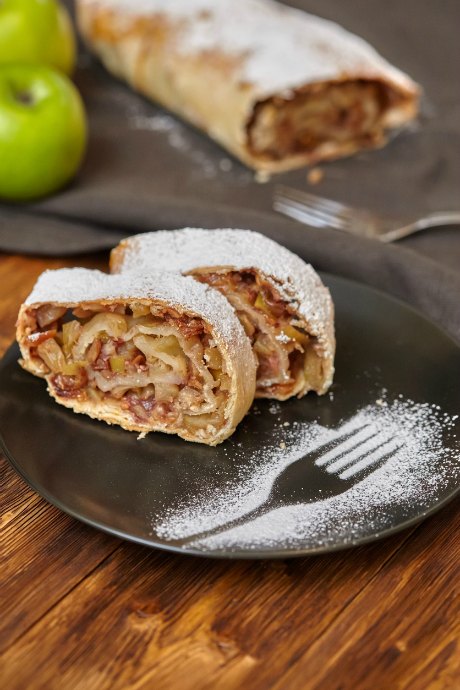 Traditional apfelstrudel should be rolled on a piece of muslin to help keep the dough from tearing