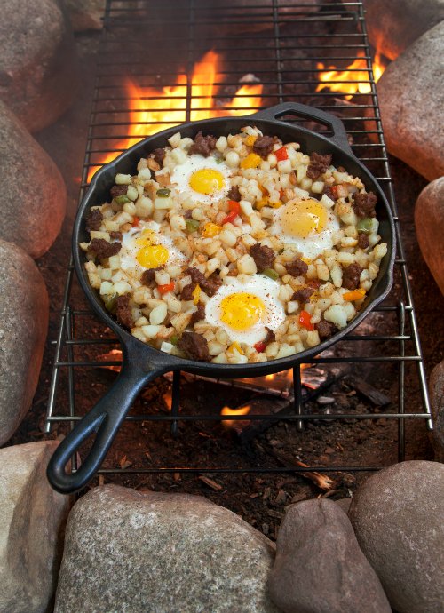 Cast iron cookware heats up evenly and retains heat well. It can handle high heat, whether on the stovetop, in the oven, on the grill, or even over a campfire.