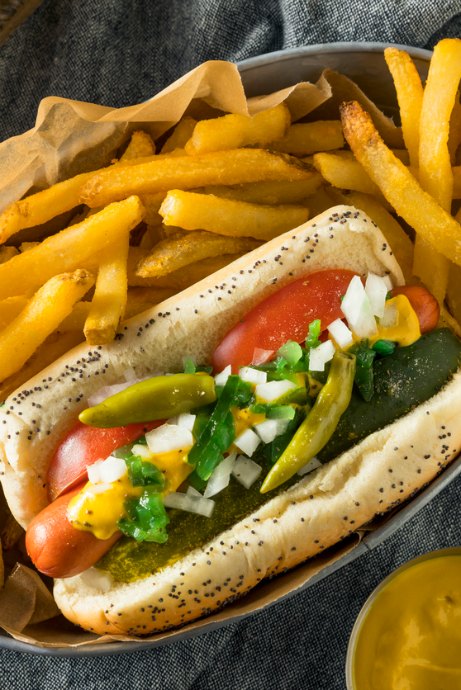 Chicago-style hot dogs are a classic.