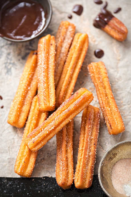 Churro Recipes: Churros are delicious plain, but for an extra-special treat, whip up some dipping sauce to serve with them. Traditionally, churros go with chocolate sauce.