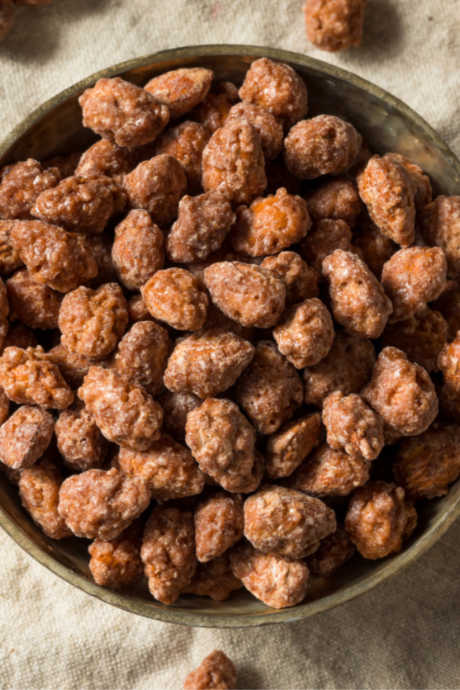 Candied Nuts: Mix cinnamon and sugar together, and toss it with nuts to coat. Then bake until caramelized.