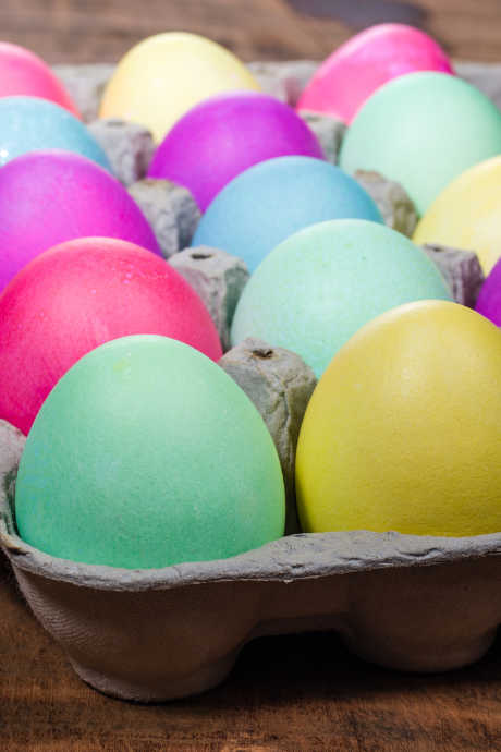 Hard Boiled Eggs: Easter eggs are safe to eat when refrigerated properly, but we recommend hiding plastic eggs, which won’t pick up bacteria or stink if they aren’t found until mid-summer.