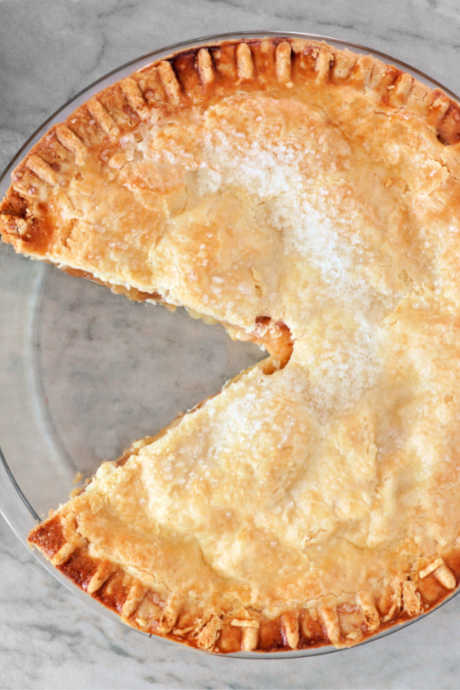 Use a glass pie dish. Not only does glass conduct heat better than ceramic, it’s transparent. If you aren’t sure the bottom crust of your pie is browning well, simply pick up the dish and take a look.