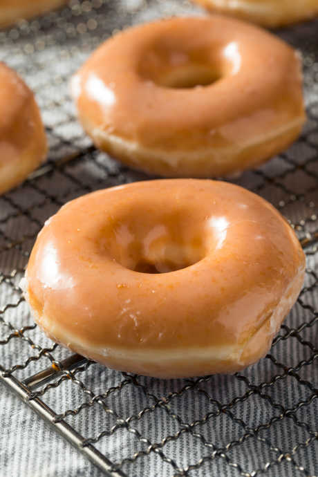 Glazed doughnuts like these are yeast doughnuts.