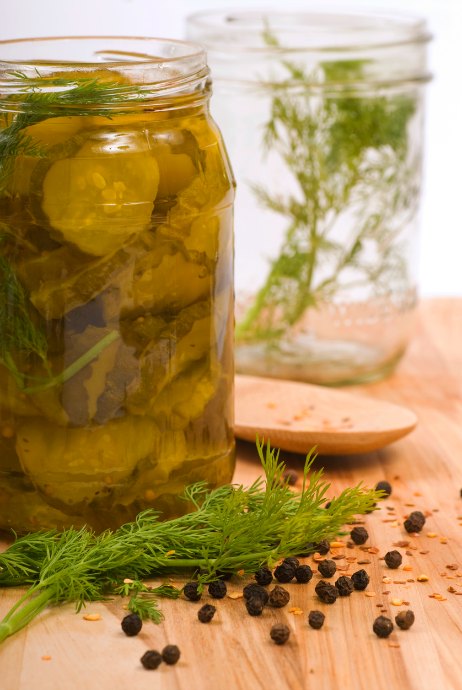 The brine that turns cucumbers into pickles requires equal parts water and vinegar, along with kosher salt, spices and seasonings. If you want to make classic dill pickles, you'll need dill seed rather than dill weed.