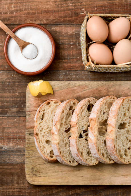 Translated from French, pain perdu means “lost bread.” Pain perdu came about as a means of turning  stale bread into a dish worth eating. It prevented bread from being wasted (or “lost”) and turned thrift into a treat.