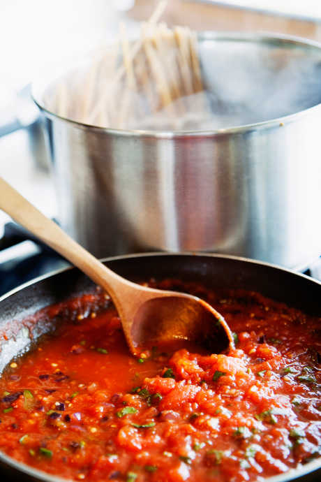 Sauce and pasta are inextricably linked because pasta is cut to go with particular sauces. Likewise, sauces are created to work with different pasta shapes and sizes.