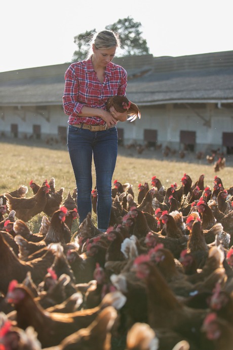 Chicken Eggs: Pastured hens spend as much time as possible in the outdoors. They are housed directly on grassy fields and are able to scratch and peck at bugs and grubs as much as they like.