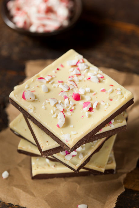 Chocolate Bark: When making peppermint bark, crush candy canes to mix into the white chocolate layer.