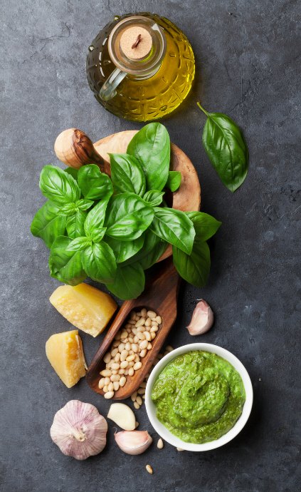 The loose formula for pesto includes greens, nuts and cheese, along with oil and garlic.