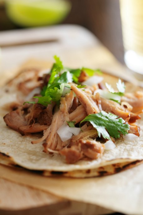 These slow cooker pork carnitas include a whole array of spices, plus lime juice and cumin, to give them depth of flavor.