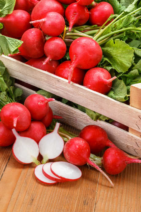 The flavor and texture vary depending on radish type and freshness, but they’re generally crisp with a spicy bite.