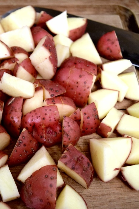 A Rainbow of Potatoes: Red potatoes are ideal for potato salad or any other recipe where you want your potatoes to stay firm. They also have thin skin; no need to peel.