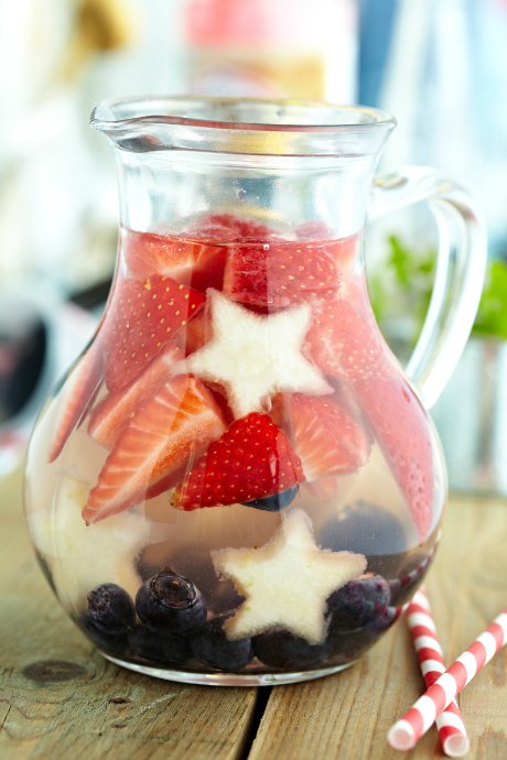 Red, white, and blue sangria is perfect for patriotic occasions
