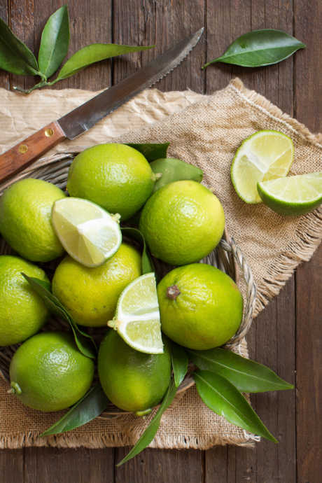 When selecting limes at the grocery store, look for light green or yellow ones, if you can find them. As limes ripen on the tree, they go from dark green to yellow.