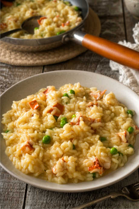 Dinner Recipes for Two: Risotto is one of those dishes that sounds like a much bigger ordeal than it really is. This recipe for lobster risotto takes an already-impressive dish and elevates it.