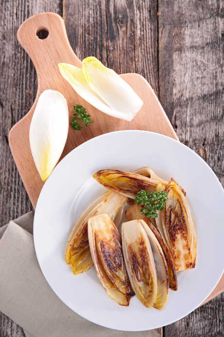 Endive Recipes: Roast endive halves cut side down with olive oil and salt and pepper.