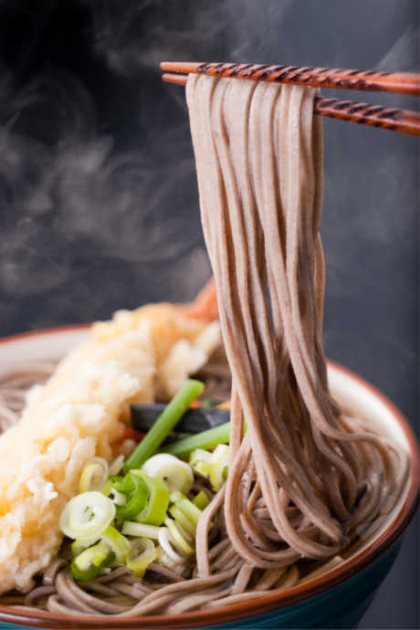 Lucky Foods: An Asian tradition for the new year involves slurping down soba noodles in hope of a long life. Take care not to bite the noodles in half as you eat. Your best chance at luck is to swallow those noodles whole.