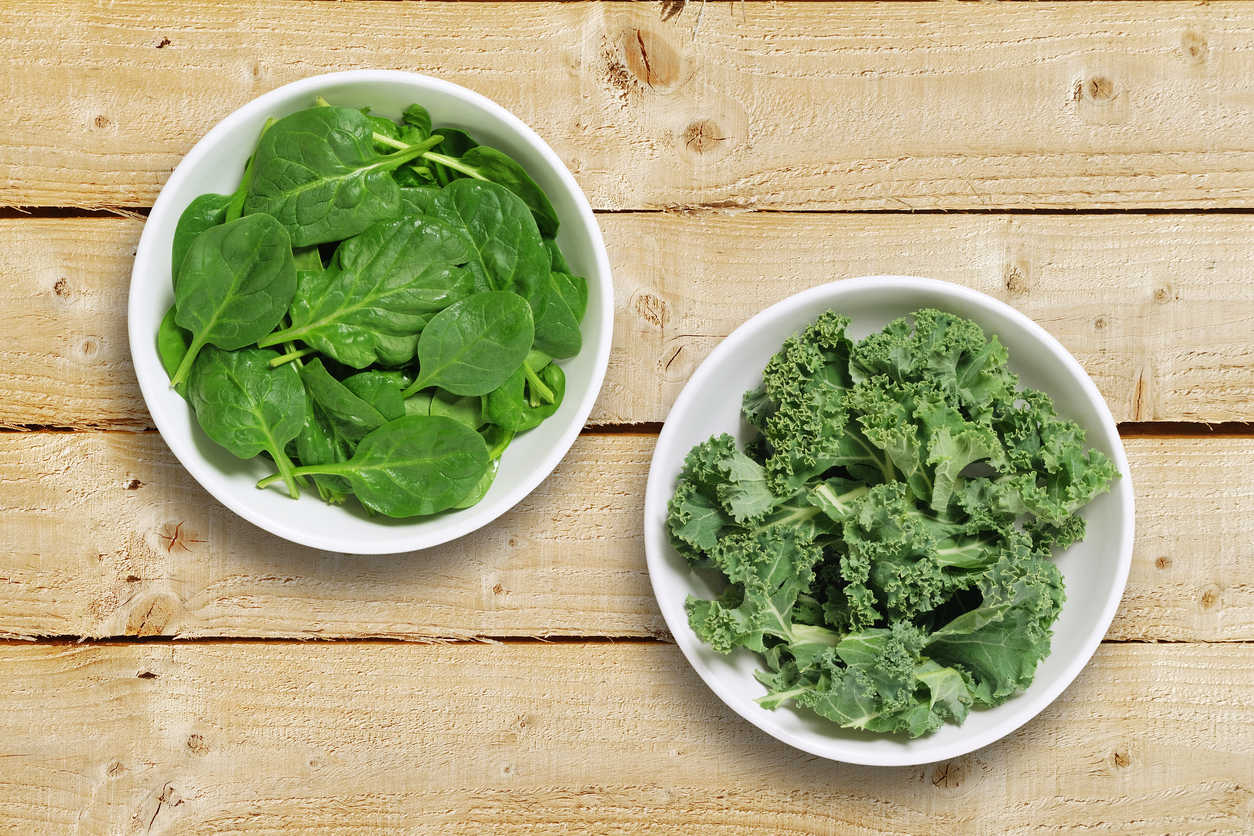 Spinach has a milder taste and a more delicate texture than kale. Kale keeps longer in the refrigerator than spinach.