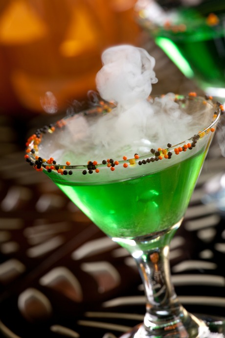 Strange colors and fun effects are a great way to turn drinks spooky