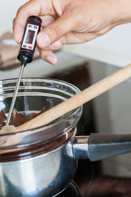 Chocolate Bark: Tempering chocolate is as easy as melting part of your chocolate in a double boiler, and then adding the rest of it to the melted chocolate. You can use a thermometer to monitor your chocolate as you temper it.