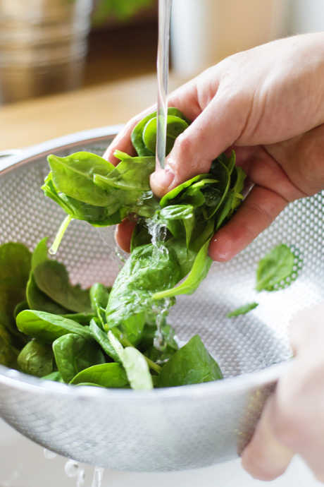 Eat Your Spinach: Like all leafy vegetables, spinach should be washed and dried thoroughly before eating.