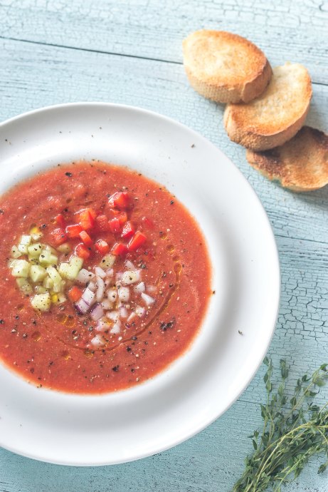 Cold Soups: One of the most popular variations on classic gazpacho includes watermelon. Watermelon does not make this soup sweet. Instead, it helps balance the vegetable flavors.