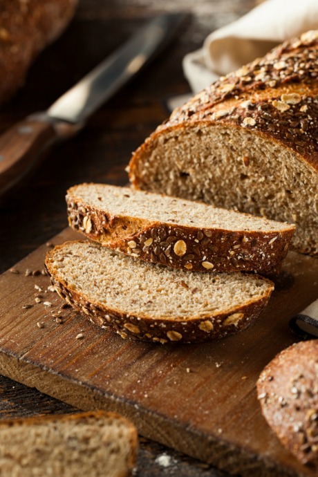 Whole wheat, as the name implies, is made using the entire wheat seed: bran, germ, and endosperm.